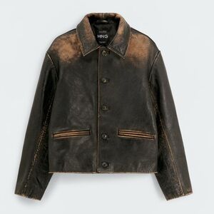 Mango Black and Brown Leather Jacket